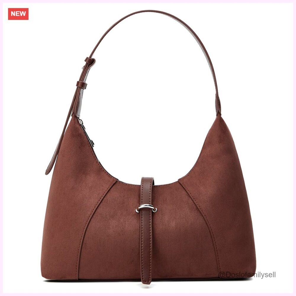 Suede Crescent Shoulder Bag Adjustable Crossbody Hobo Purse Y2K Chic